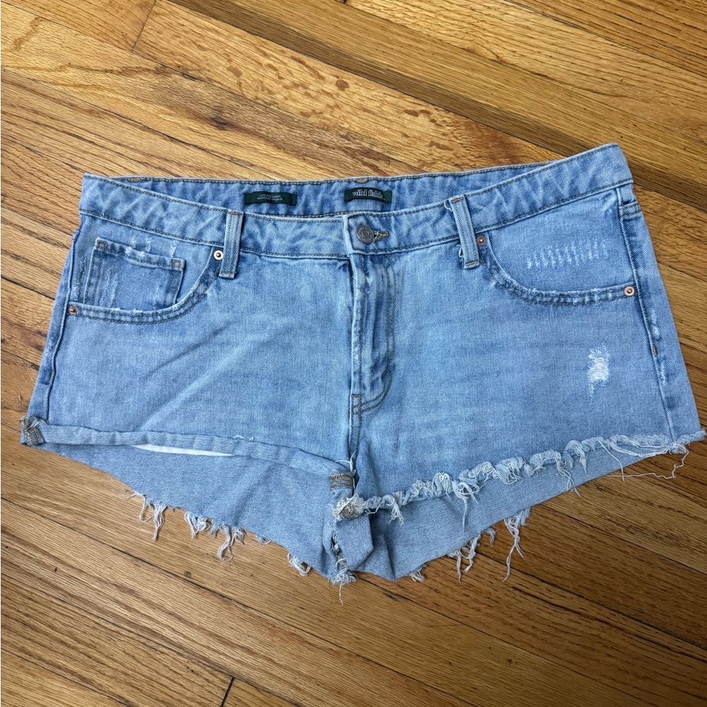 Wild Fable Blue Jean Shorts Distressed Frayed Hem